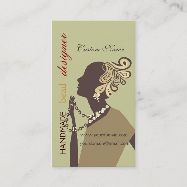 Fashion Jewel Artist Designer Woman Model Beads Business Card (Front)
