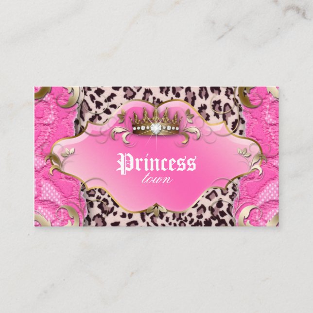 Fashion Jewellery Business Card Leopard Lace Pink (Front)