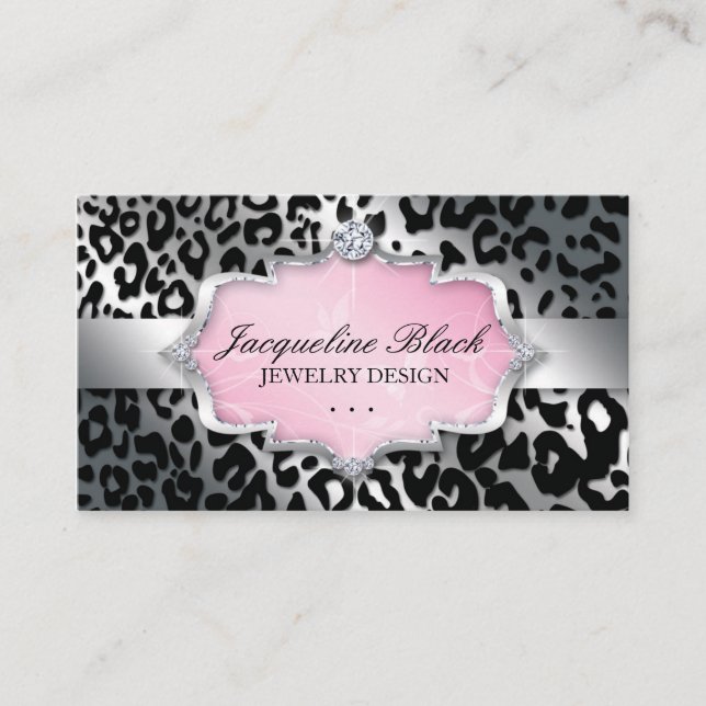 Fashion Jewellery Leopard Elegant Pattern Business Card (Front)
