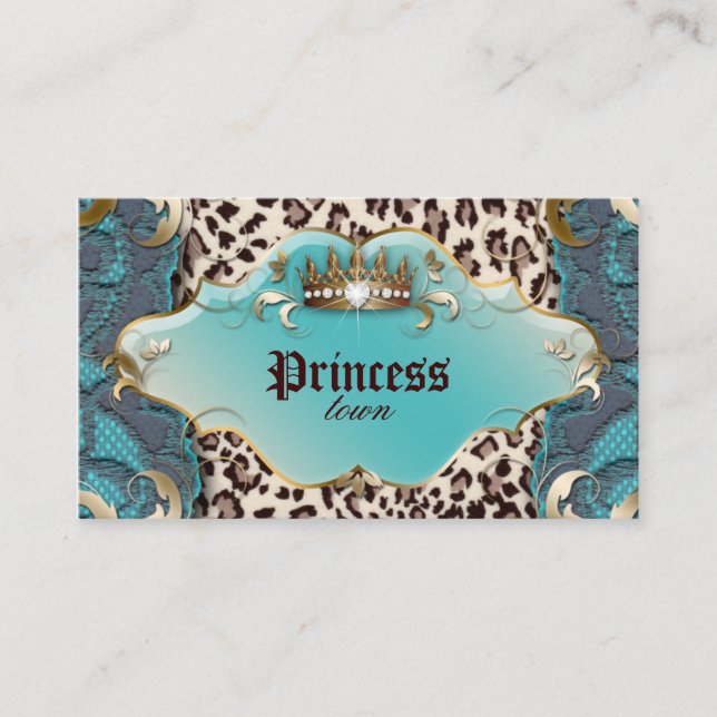 Fashion Jewellery Leopard Lace Teal Business Card (Front)