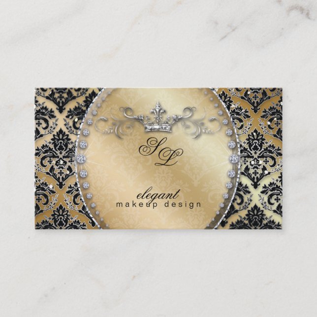 Fashion Jewellery Makeup Artist Damask Crown Cool Business Card (Front)
