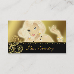 Fashion Jewellery Pretty Blonde Woman Gold Business Card