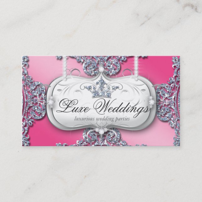 Fashion Jewellery Wedding Elegant Crown Glitter Business Card (Front)