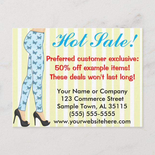 Fashion Leggings Sales Announcement Postcard (Front)