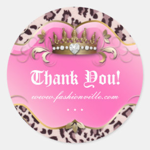 Fashion Leopard Sticker Jewellery Crown Pink