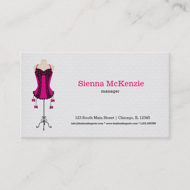 Fashion Lingerie (pink) Business Card (Front)