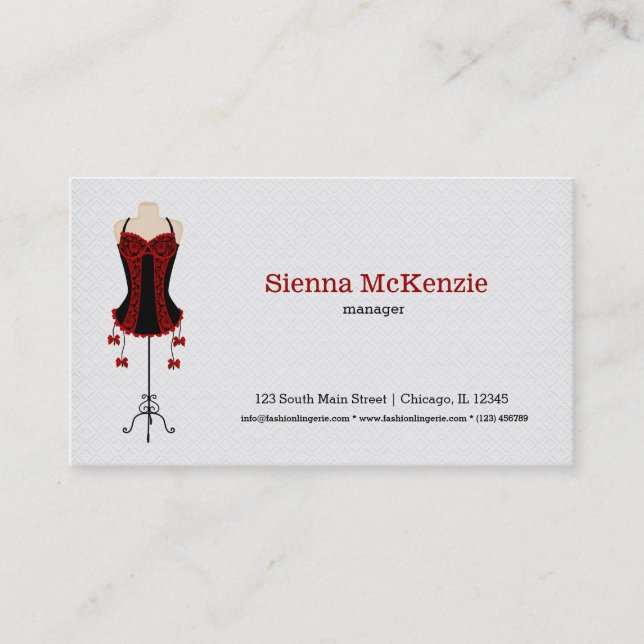 Fashion Lingerie (red) Business Card (Front)