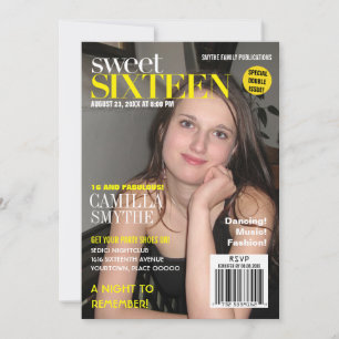 Fashion Magazine Right Cover Sweet Sixteen Party Invitation