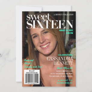 Fashion Magazine Turquoise Sweet Sixteen Party Invitation