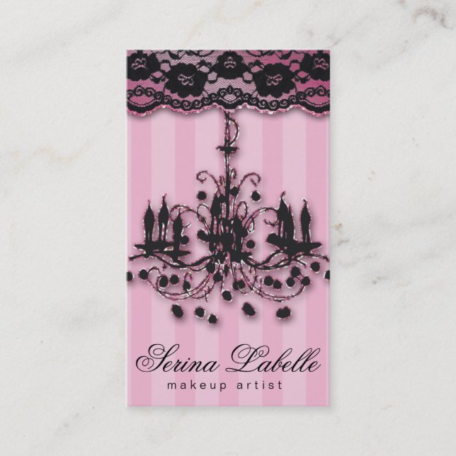 Fashion Makeup Artist Elegant Realtor Chandelier Business Card (Front)