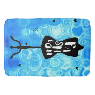 Fashion Mannequin Stand Blue Retro Vintage Bath Mat