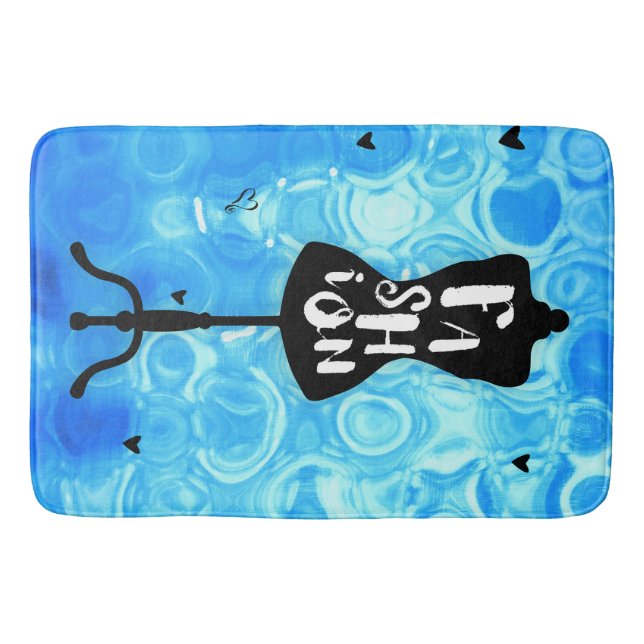 Fashion Mannequin Stand Blue Retro Vintage Bath Mat (Front)
