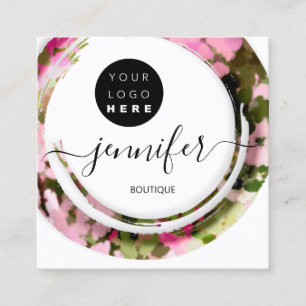 Fashion Military Pink Boutique Logo  Square Business Card
