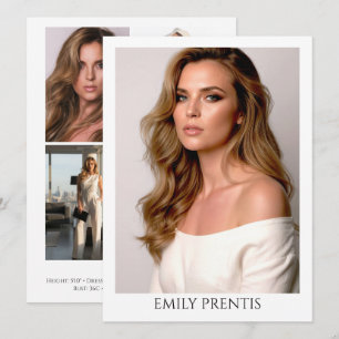 Fashion Model Comp Card   5 Photos Double Sided