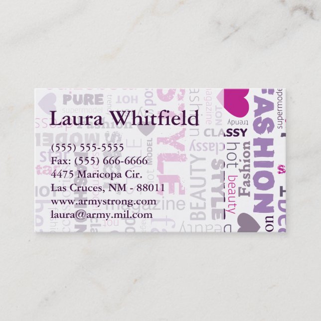 Fashion Model Style Beauty Star Business Card (Front)
