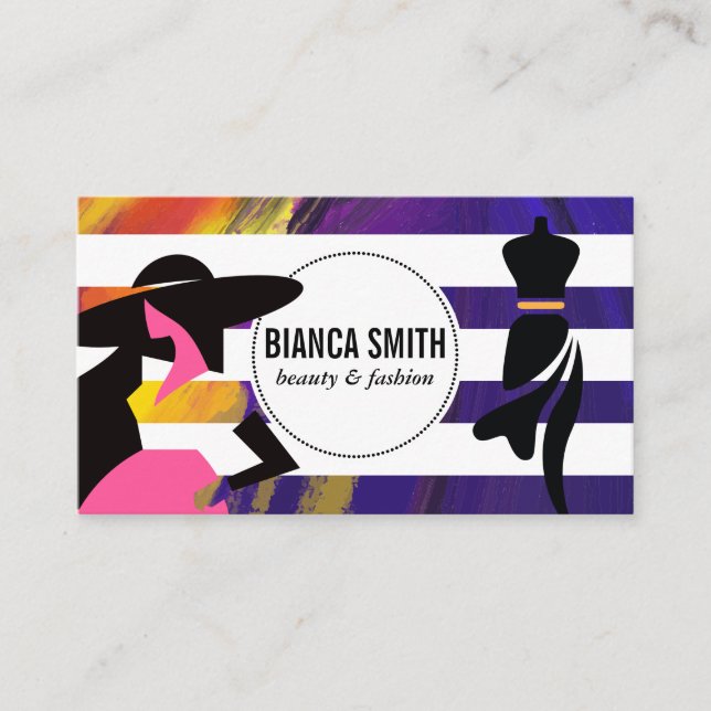 Fashion Models | Stripes | Artistic  Business Card (Front)