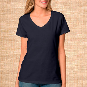 Fashion Navy Blue V-Neck T-Shirt / Customise