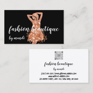 Fashion Online Shop Logo  Copper Rose Dress QRCode Business Card