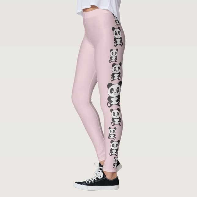 Fashion Original Cartoon Funny Cross Stitch panda Leggings (Left)
