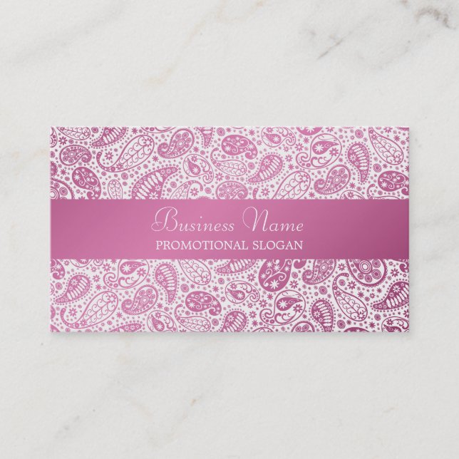 Fashion Paisley Pink Professional Business Card (Front)