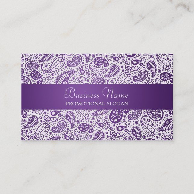Fashion Paisley Purple Professional Business Card (Front)