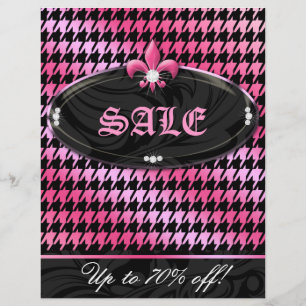 Fashion Party Houndstooth Fleur de lis Pink Spring Flyer