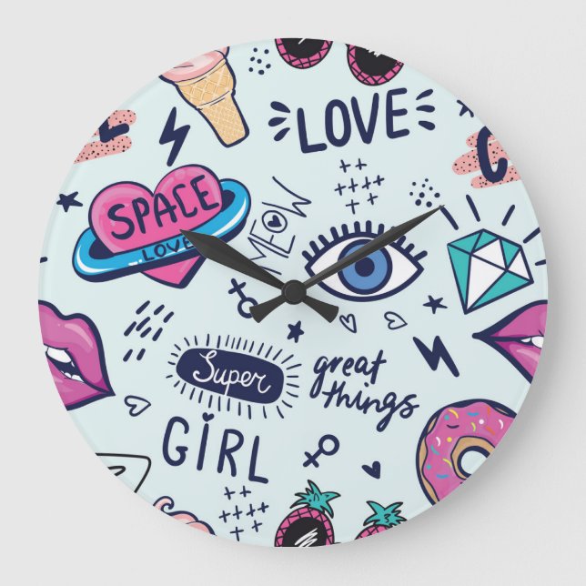 Fashion Patch: Pop Art Stickers. Large Clock (Front)