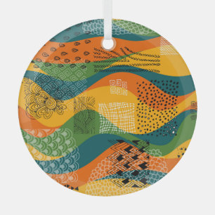 Fashion Patchwork: Undulating Abstract Art Glass Tree Decoration