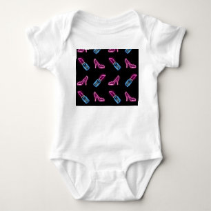 Fashion Pattern with Neon Icons. Baby Bodysuit