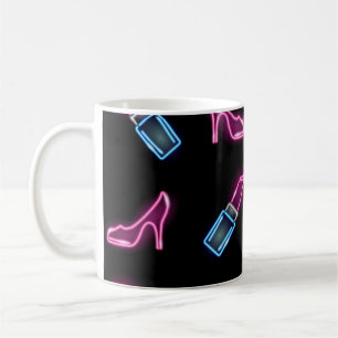 Fashion Pattern with Neon Icons. Coffee Mug
