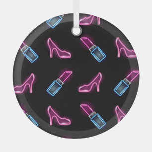 Fashion Pattern with Neon Icons. Glass Tree Decoration