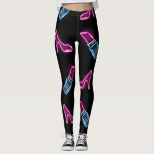 Fashion Pattern with Neon Icons. Leggings