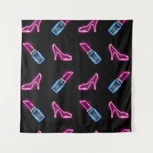 Fashion Pattern with Neon Icons. Tapestry