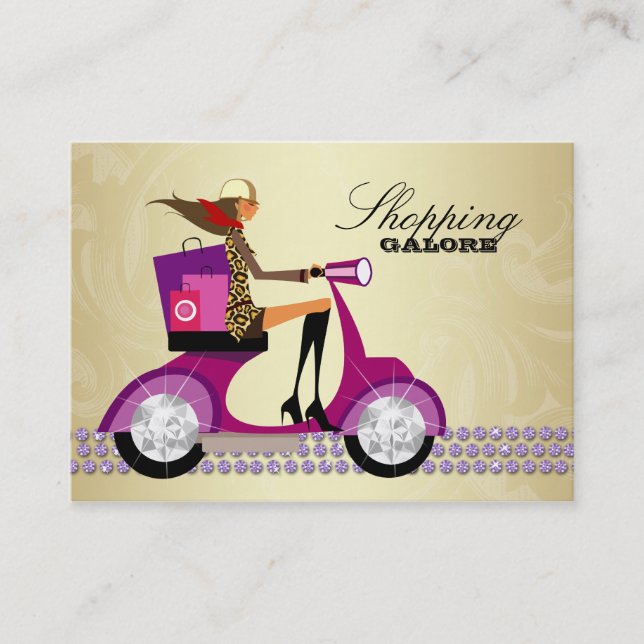 Fashion Personal Shopper Jewellery Purple Gold Business Card (Front)
