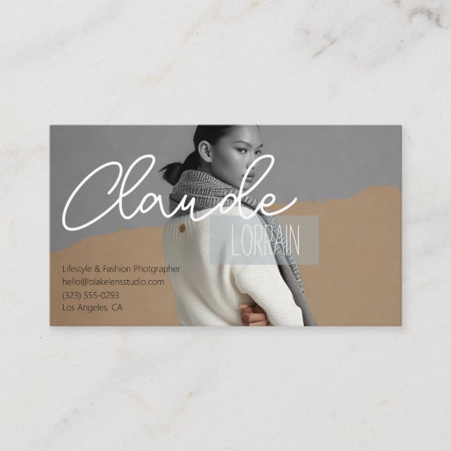 Fashion Photographer Full-Photo Background Business Card (Front)