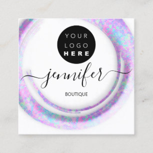 Fashion Pink Floral Boutique Logo White Square Business Card