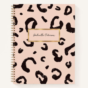 Fashion Pink Leopard Pattern & Gold Frame Notebook