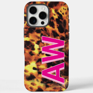 Fashion Pink Monogrammed Tortoiseshell iPhone 16 Pro Max Case