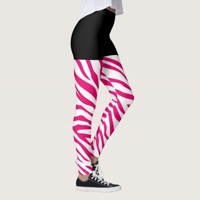Fashion Pink Zebra Stripes Decor on Leggings (Right)