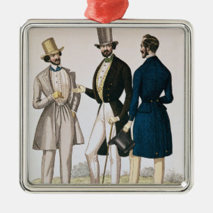 Fashion plate depicting male clothing metal tree decoration