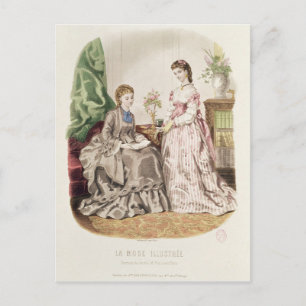 Fashion plate showing ballgowns postcard