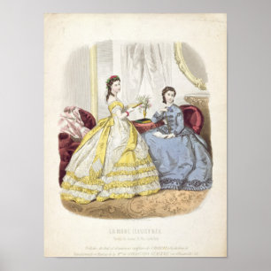 Fashion plate showing ballgowns poster