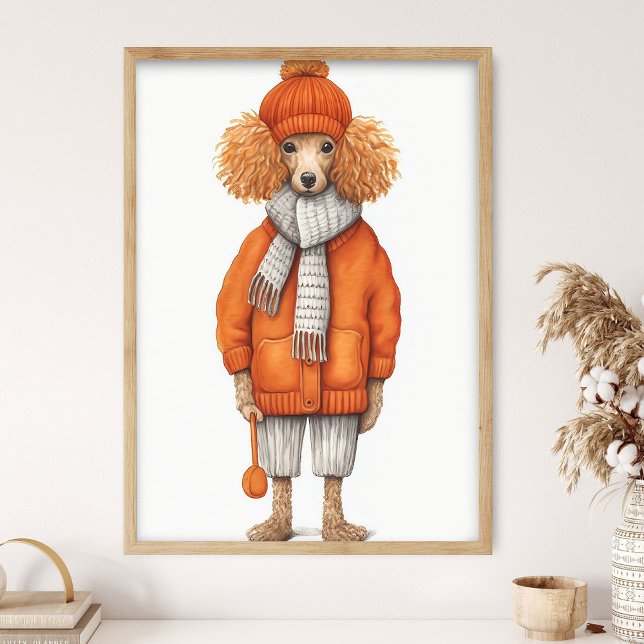 Fashion Poodle Dog Print, Funny Dog Decor, Orange  Poster (Creator Uploaded)