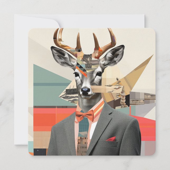 Fashion portrait of a deer holiday card (Front)