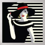 Fashion Poster<br><div class="desc">Black and  White  Fashion Woman In Big Hat</div>