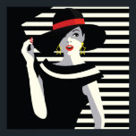 Fashion Poster<br><div class="desc">Black and  White  Fashion Woman In Big Hat</div>
