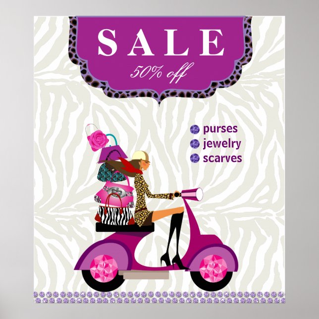 Fashion Poster Sale - Handbag Jewellery Purple (Front)
