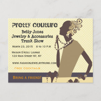 Fashion Pretty Couture  Jewellery Trunk Show Invitation Postcard