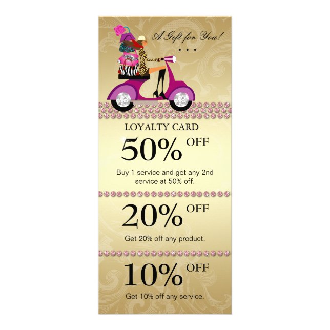 Fashion Purse Marketing Cards Scooter Pink Jewelle (Front)