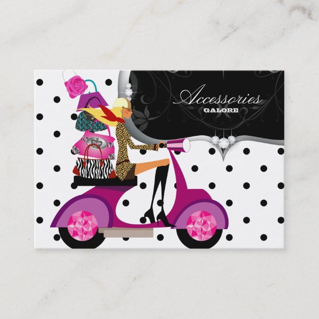 Fashion Purse Scooter Girl Business Card (Front)